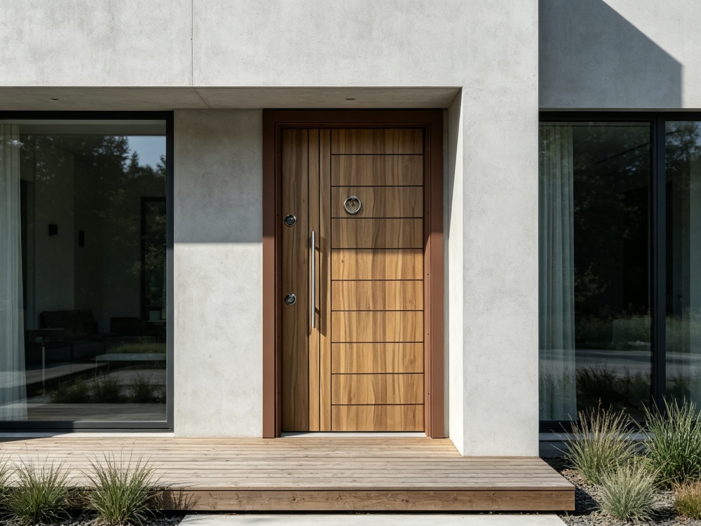 Right-Swing Exterior Steel Entry Door – 2050×960mm, Honeycomb Paper Infill, Narrow Single Door, Ligh